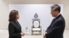 U.S. Vice President Kamala Harris greets China's President Xi Jinping before the APEC Leaders' Retreat in Bangkok, Thailand, Nov. 19, 2022. (The White House/Handout via Reuters) 