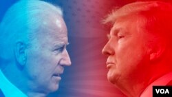 Президент США Джо Байден та колишній президент США Дональд Трамп. Графіка Голосу Америки 
