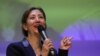 Ingrid Betancourt durante un mitin del partido Verde Oxígeno en la Universidad Externado de Bogotá, el 29 de marzo de 2022.