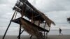 A palm leaf shade, known as palapa, is pictured damaged on the beach following the passing of Hurricane Roslyn that hit Mexico's Pacific coast with heavy winds and rain in San Blas in Nayarit state, Mexico, October 23, 2022.