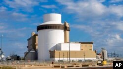 In this image provided by Georgia Power, the outside of the Unit 3 reactor containment building at Plant Vogtle in Waynesboro, Ga., is shown on Oct. 13, 2022.