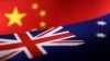 Printed Chinese and Australian flags are seen in this illustration, July 21, 2022. 