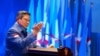 Ketua Umum Partai Demokrat Susilo Bambang Yudhoyono dalam debat konvensi calon presiden Partai Demokrat di Bogor, Minggu, 2 Maret 2014 (VOA/Andylala)
