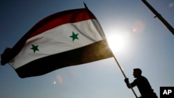 Le drapeau syrien, à Damas, en Syrie, le 30 octobre 2008.