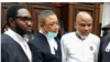 Nnamdi Kanu da lauyoyinsa a zaman kotun da aka yi a ranar Alhams (Hoto: Channels TV)