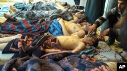 Baadhi ya watu walioathirika na silaha za kemikali zilizotumiwa na Rais Assad wa Syria.