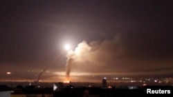 Explosion à Damas, Syrie, le 10 mai 2018.