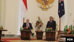 Presiden Susilo Bambang Yudhoyono dan Perdana Menteri Australia Kevin Rudd dalam pertemuan di Istana Bogor (5/7). (VOA Andylala Waluyo)