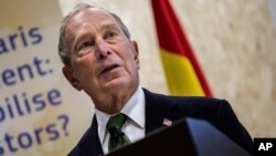 Democratic presidential contender Michael Bloomberg attends a sustainable finance panel at the COP25 summit in Madrid, Dec. 10, 2019.