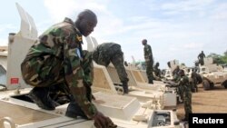 Les Casques bleus arrivent à Juba, au Soudan du Sud, le 8 août 2017.