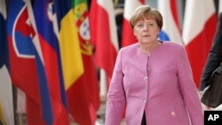 La chancelière allemande Angela Merkel à son arrivée au siège du Conseil européen à Bruxelles, le 9 mars 2017