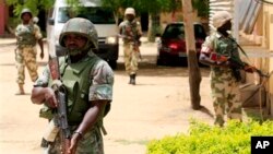 Sojoji masu yin sintiri a Maiduguri, babban birnin Jihar Borno.