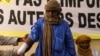 Alhader Ag Almahmoud, a 30-year-old Tuareg herder whose right hand was amputated last month by an Islamist group, displays his bandaged arm at an Amnesty International press conference in Bamako, Mali, September 20, 2012.