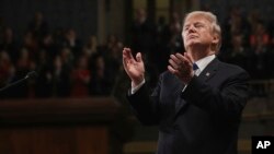 Le président Donald Trump lors de son discours de l'état de l'Union devant le Congrès à Washington, le 30 janvier 2018.