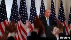 Donald Trump, conférence de presse, en marge de la 73è Assemblée générale de l'ONU, New York, le 26 septembre 2018. 