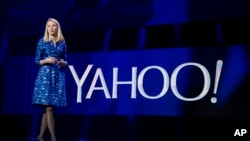 La PDG et présidente Marissa Mayer lors d'un showcase à Las Vegas, Nevada, le 7 janvier 2014.