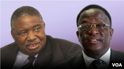 Zimbabwe Vice Presidents-Elect Phelekezela Mphoko (L) and Emmerson Mnangagwa (R). (Collage by Ntungamili NKomo)