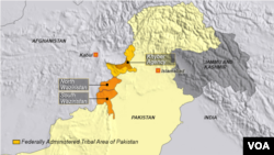 Peta kawasan Waziristan Utara dan Selatan, Khyber, Pakistan.