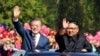 Le président sud-coréen Moon Jae-in et le dirigeant nord-coréen Kim Jong Un à Pyongyang, en Corée du Nord, le 18 septembre 2018.