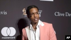 FILE - A$AP Rocky arrives at the Pre-Grammy Gala and Salute to Industry Icons at the Beverly Hilton Hotel, Feb. 9, 2019, in Beverly Hills, Calif.