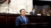 El presidente de Honduras, Juan Orlando Hernández, habla al Congreso en Tegucigalpa, en marzo de 2021.