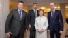 Кетрін Ештон на зустрічі з лідерами української опозиції Арсенієм Яценюком, Віталієм Кличком і Олегом Тягнибоком, 4 лютого 2014 року
